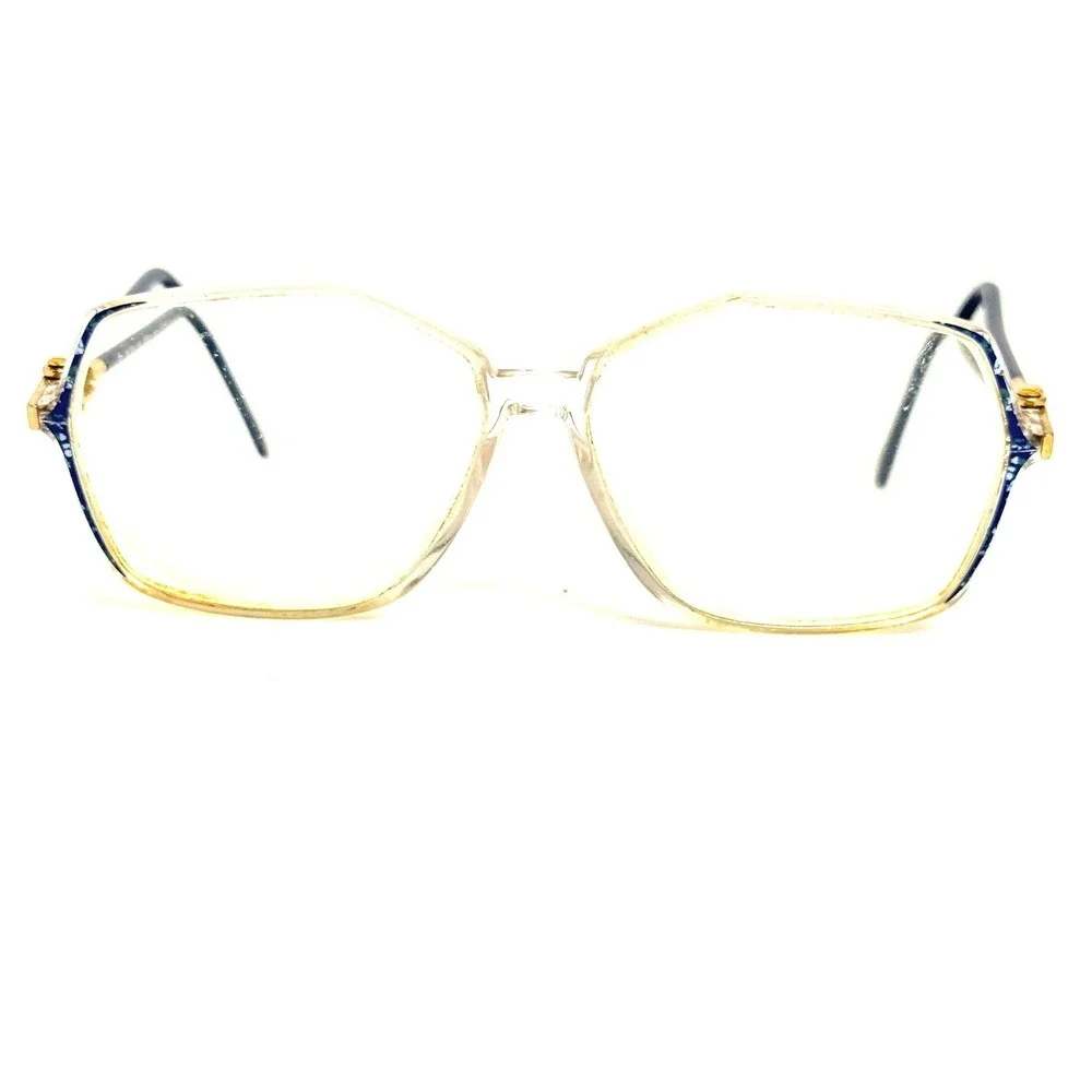 Silhouette M 1766 Vintage Geometric Eyeglasses Blue Gold Austria SPX 56-13 135